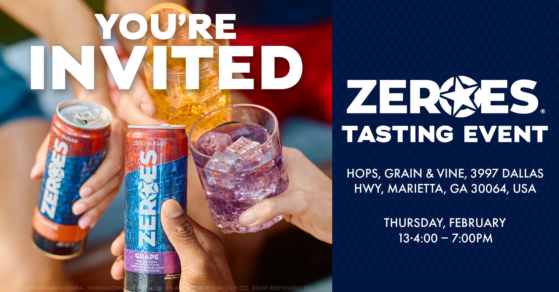 ZEROES Tasting Event at Hops, Grain &amp; Vine! 🍹